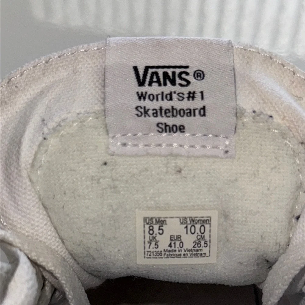 Vans Men's Sz 8.5 / W 10 White and Brown High-Top Sneakers